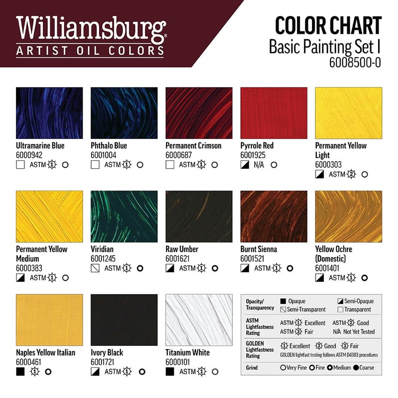 Williamsburg Artist Oil Colors by GOLDEN, Traditional 11ml Set - Image 3